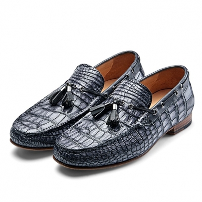 Casual Alligator Slip-on Moccasin Tie-Bow Loafer Driving Shoes
