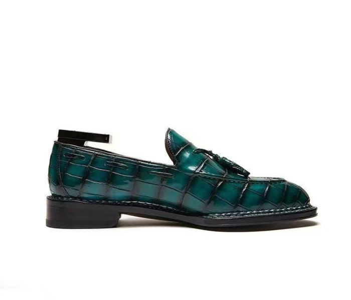 Alligator Tassel Slip-On Loafers in Goodyear Welted Construction-Side