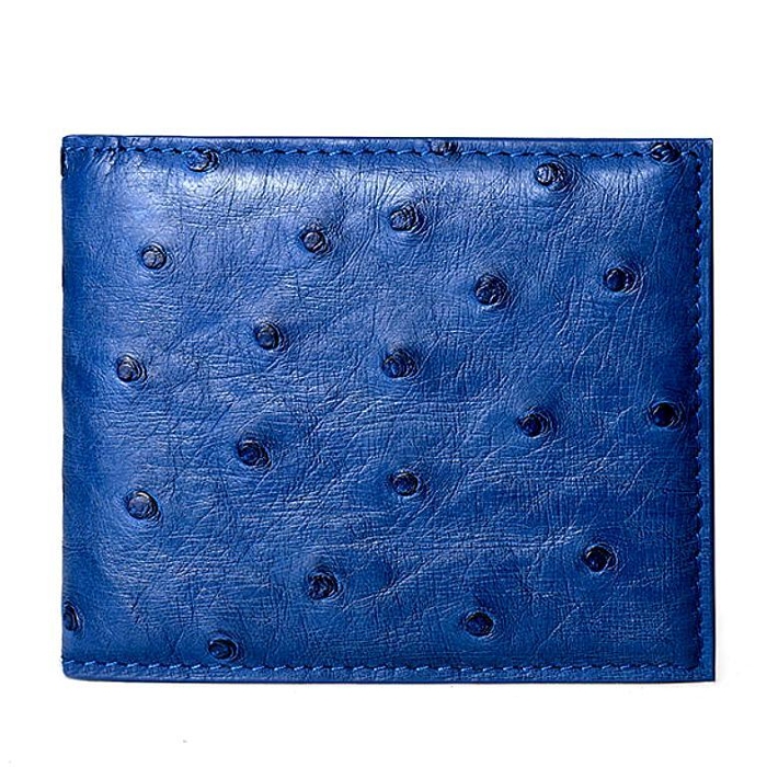 Mens Ostrich Skin Bifold Wallet-Blue