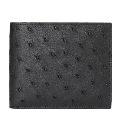 Mens Ostrich Skin Bifold Wallets - Black