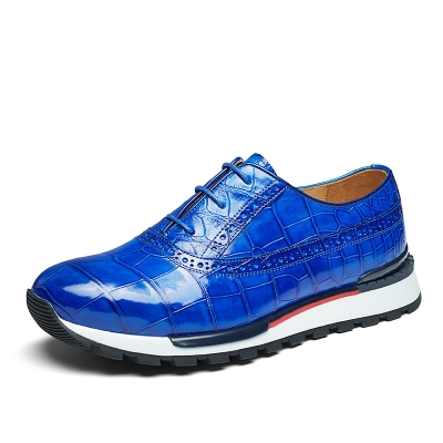 Lightweight Alligator Leather Sneaker for Men-Blue