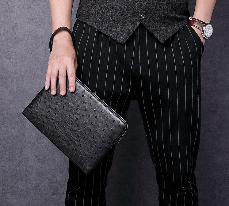 Ostrich Envelope Clutch Bag Business Portfolio Briefcase Large Wallet ...