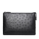 Ostrich Leather Large Wallet With Strap Wristlet Clutch Bag for Men