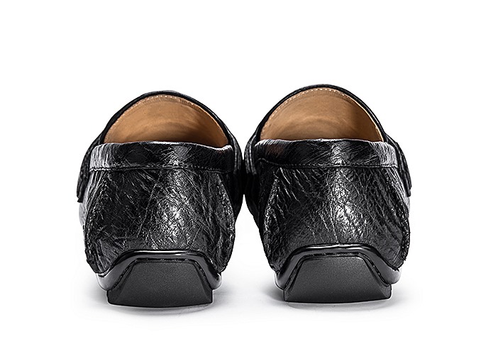 Comfortable Ostrich Leather Tassel Loafer Slip-On Shoes-Heel