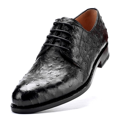 Ostrich Skin Derby Oxford Formal Dress Shoes-Black