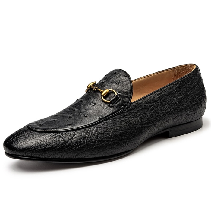 Casual Ostrich Skin Bit Slip-on Loafer