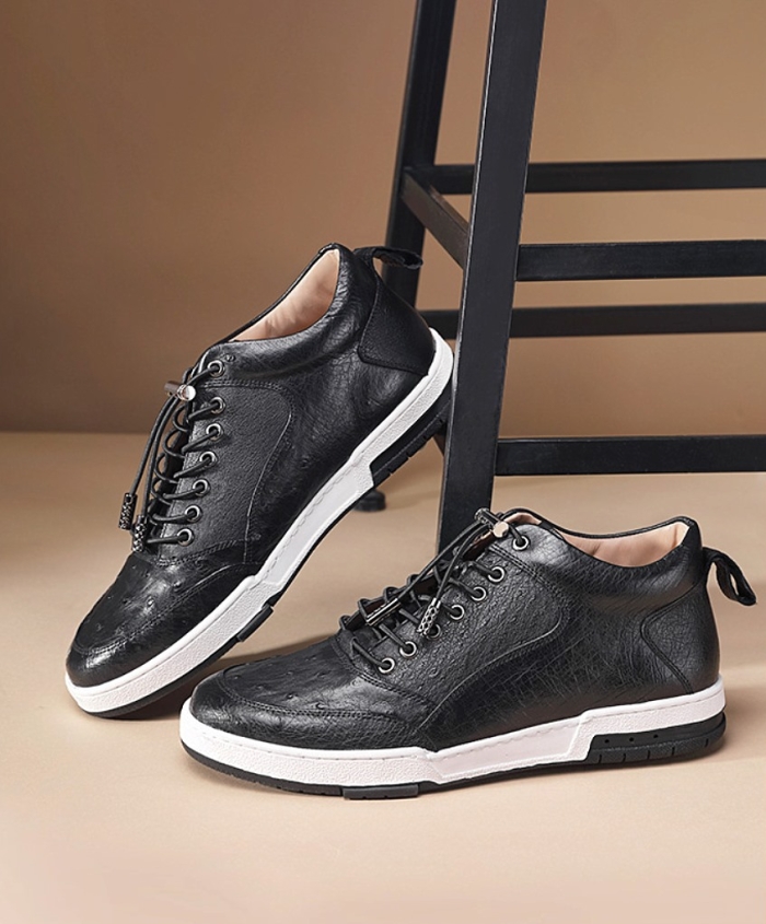 Comfortable Casual Ostrich Lace Up Sneakers-1