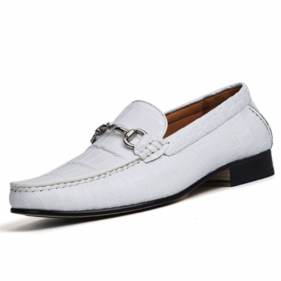 Casual Alligator Leather Moc-Toe Bit Slip-On Penny Loafer