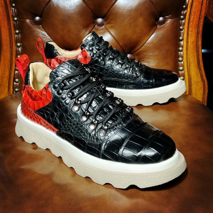 Premium Alligator Leather Walking Sneakers