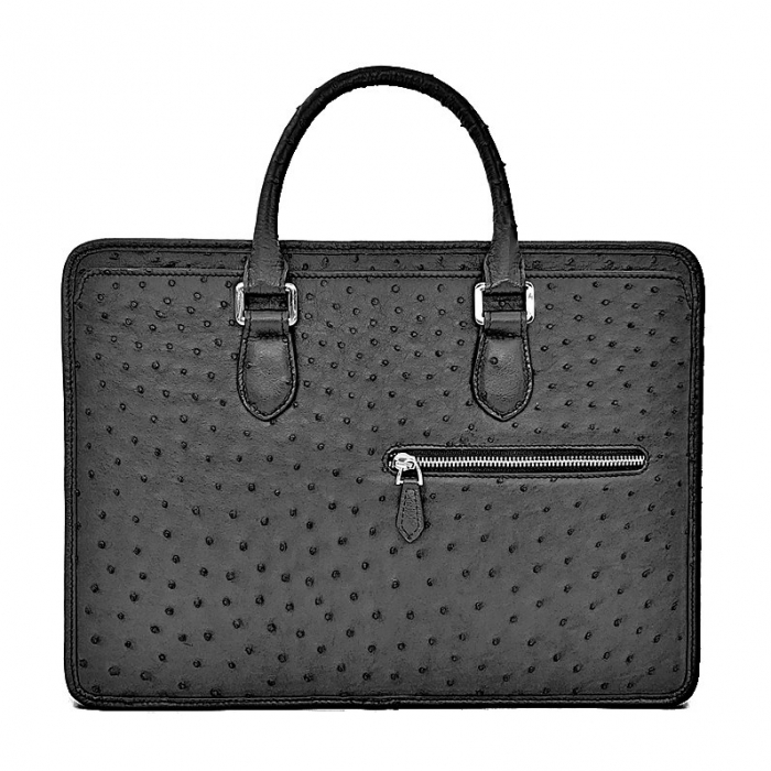 Ostrich Briefcase Laptop Bag Messenger Business Bags-Black