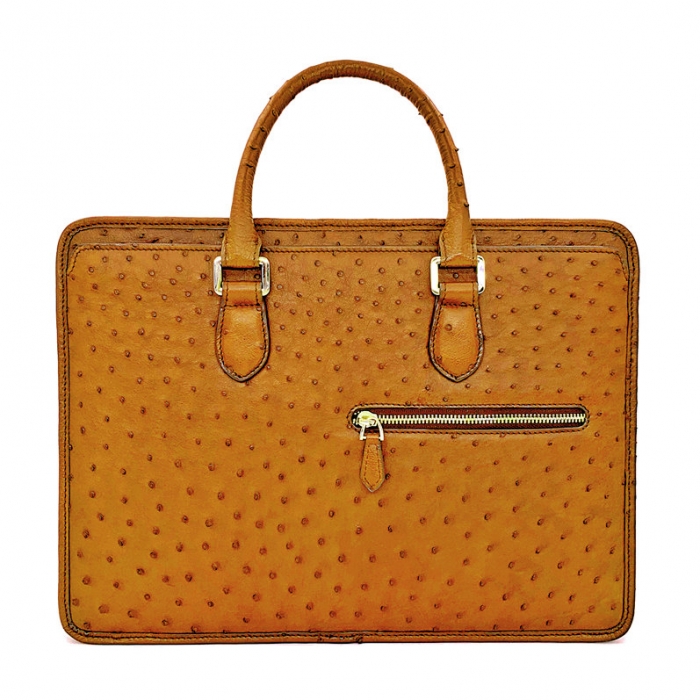 Ostrich Briefcase Laptop Bag Messenger Business Bags-Tan