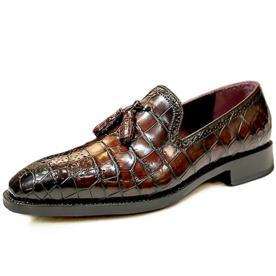 Handcrafted Genuine Alligator Leather Tassel Semi Formal Loafer