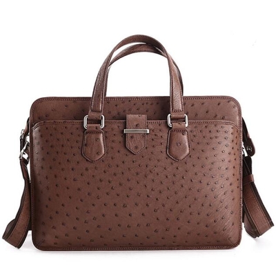 Classic Ostrich Leather Messenger Bag Laptop Bag for Men