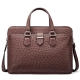 Ostrich Leather Messenger Bag Laptop Bag for Men-Brown