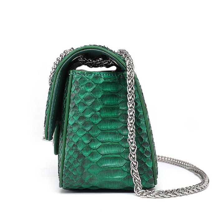 Snakeskin Crossbody Bags Chain Clutch Purses-Green-Side