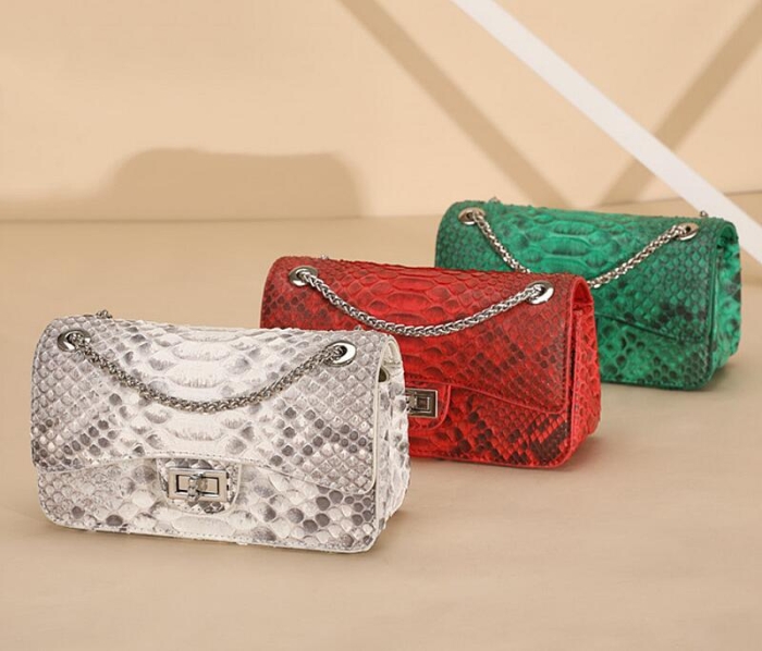 Snakeskin Crossbody Bags Chain Clutch Purses for Women