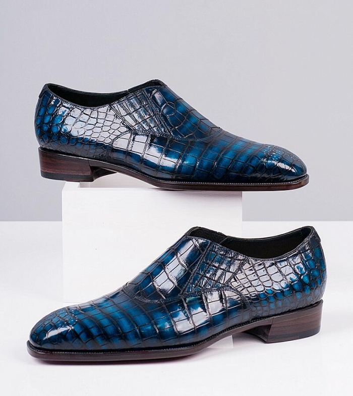 Alligator Leather Slip-On Loafer Party Shoes for Men-1