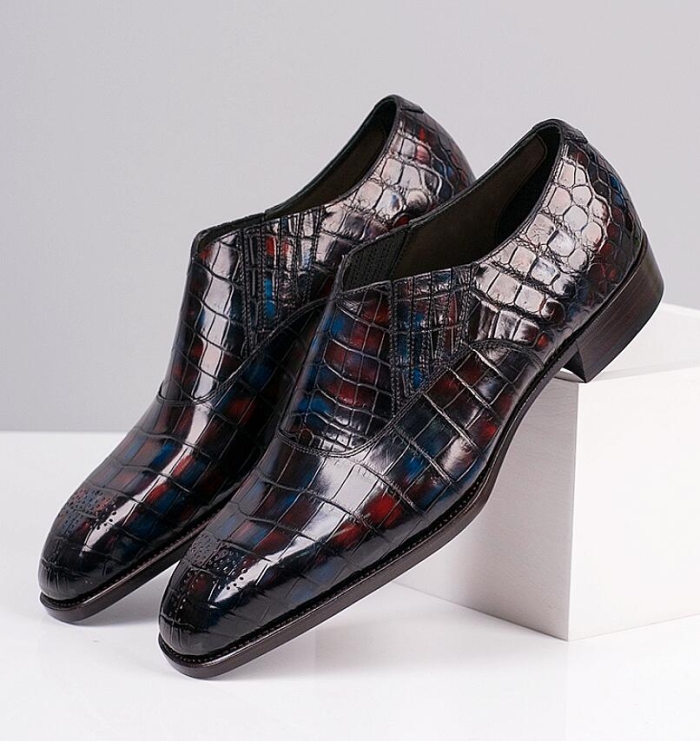 Alligator Leather Slip-On Loafer Party Shoes for Men