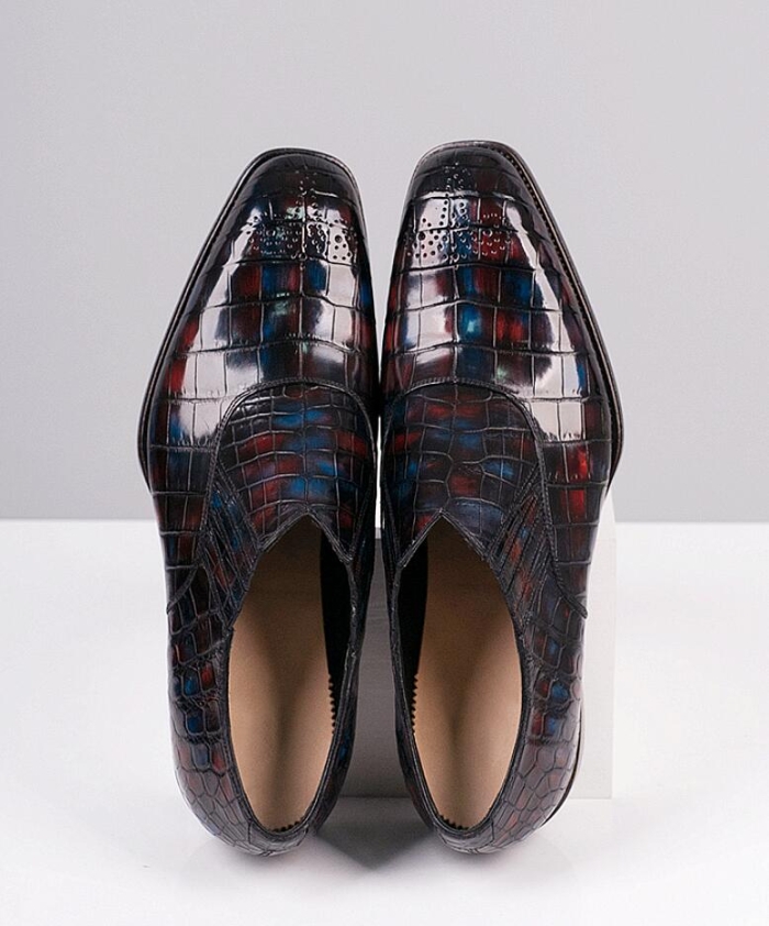 Alligator Leather Slip-On Loafer Party Shoes for Men-Upper