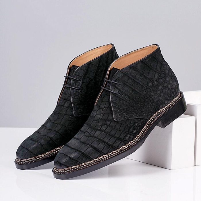 Classic Suede Alligator Leather Chukka Boots-1