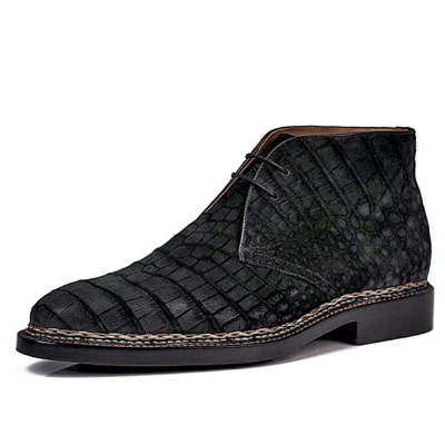 Classic Suede Alligator Leather Chukka Boots for Men