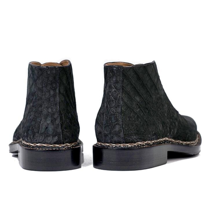 Classic Suede Alligator Leather Chukka Boots for Men-Heel
