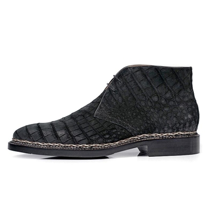Classic Suede Alligator Leather Chukka Boots for Men-Side