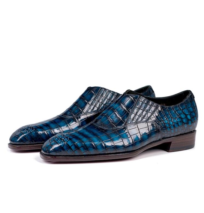 Luxury Alligator Leather Slip-On Loafer Party Shoes for Men