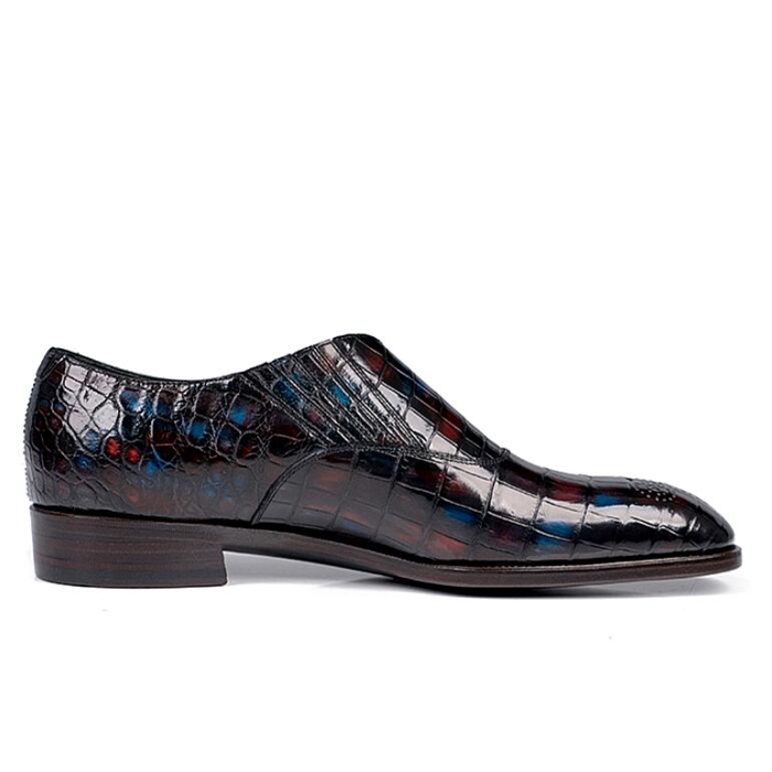 Luxury Alligator Leather Slip-On Loafer Party Shoes for Men-Side