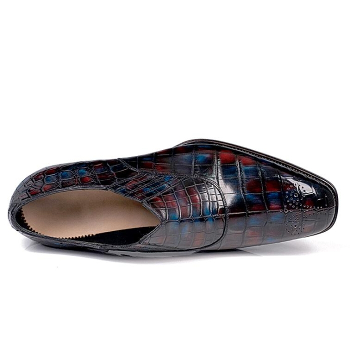 Luxury Alligator Leather Slip-On Loafer Party Shoes for Men-Upper