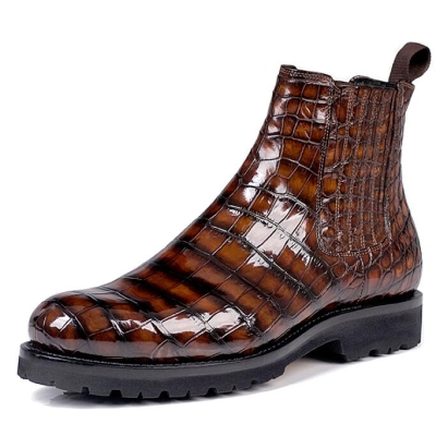 Stylish Alligator Leather Chelsea Boots Casual Slip-on Boots