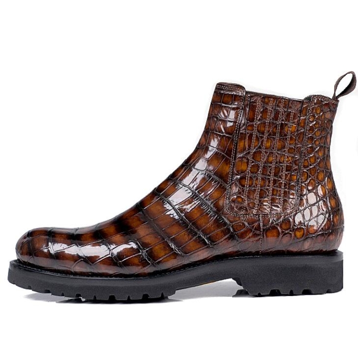Stylish Alligator Leather Chelsea Boots-Side