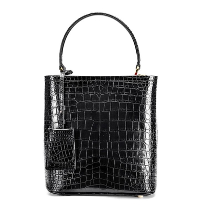 Alligator Leather Bucket Bag Crossbody Shoulder Bag