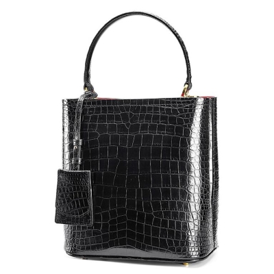 Alligator Leather Bucket Bag Crossbody Shoulder Bag-Micro Side