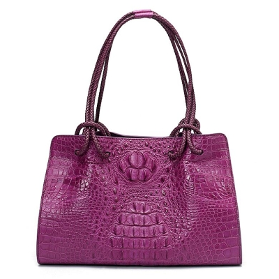 Stylish Crocodile Handbags Shopping Bags-Purple