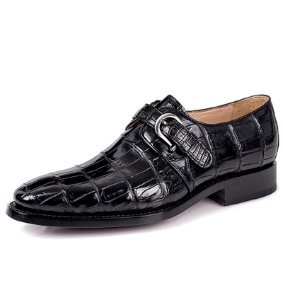 Alligator Single Monk Strap Loafers Dress Shoes