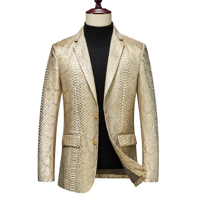 Snakeskin Blazer Python Skin Sport Coat Jacket-Golden