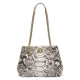 Classic Snakeskin Tote Handbag Shoulder Bag with Gold Chain Strap