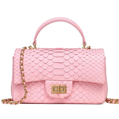 Designer Snakeskin Shoulder Handbags Satchel Purses-Pink