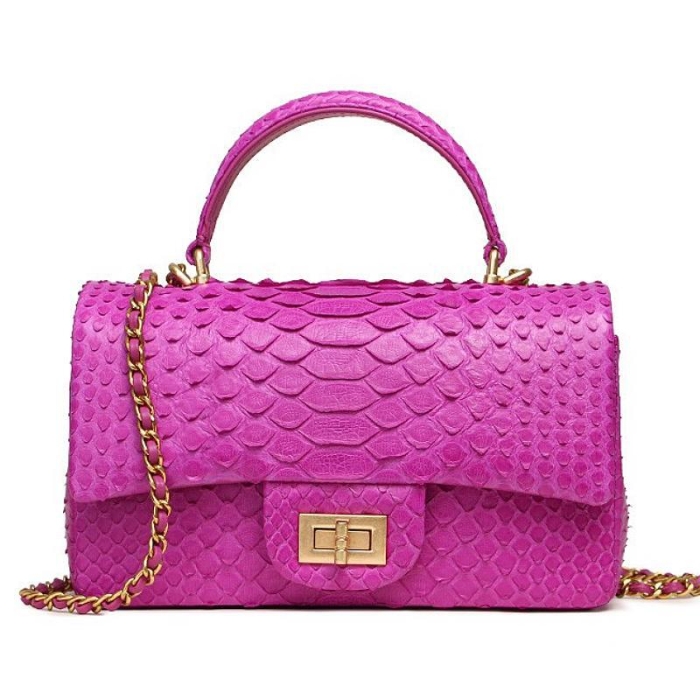 Designer Snakeskin Shoulder Handbags Satchel Purses-Purple