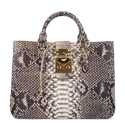 Snakeskin Tote Bag Business Work Handbag with Top Handles