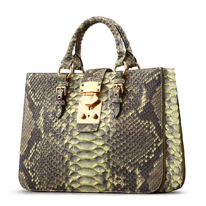 Snakeskin Tote Bag Business Work Handbag with Top Handles-Micro side