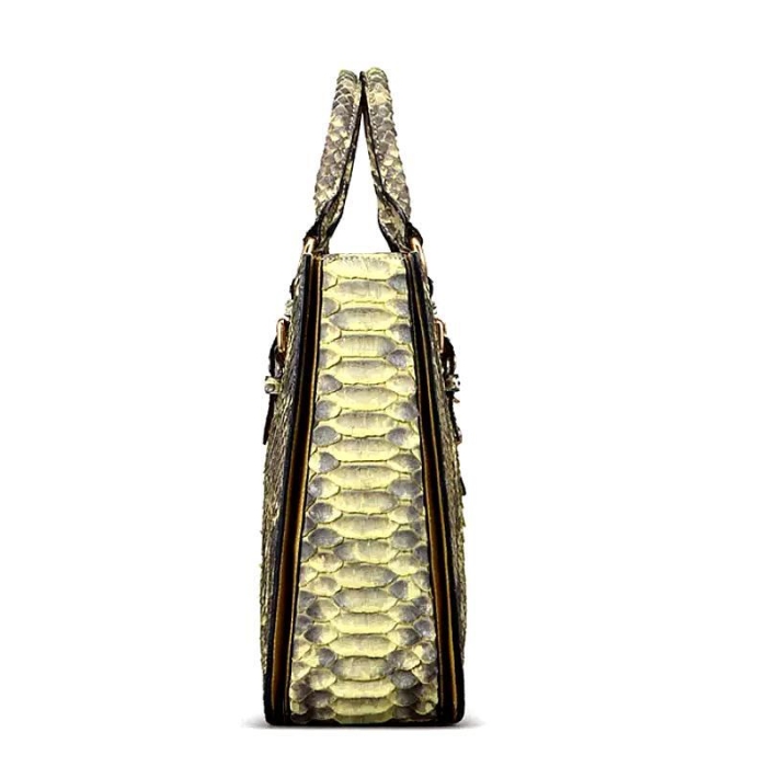 Snakeskin Tote Bag Business Work Handbag with Top Handles-Side